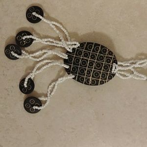 Bead & wood boho choker 15"